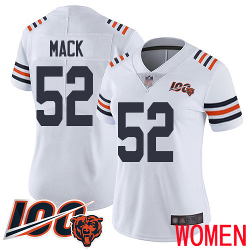 Chicago Bears Limited White Women Khalil Mack Jersey NFL Football #52 100th Season